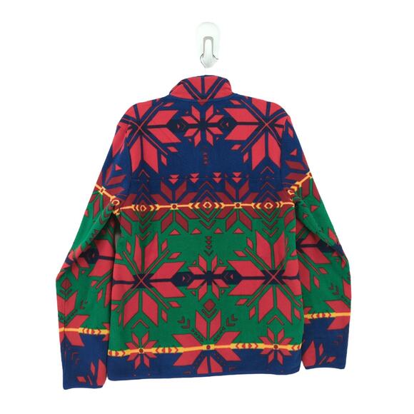 Polo Ralph Lauren Men M Fair Isle Brushed Fleece Sweatshirt Red Blue Oversized - Picture 6 of 7